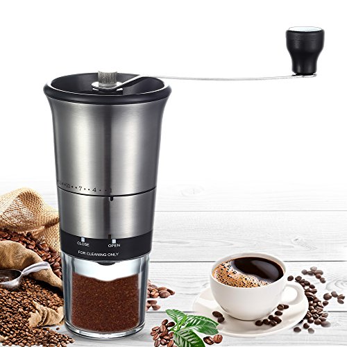 QcoQce Manual Coffee Grinder - Adjustable Hand Grinder - Ceramic Conical Burr Mill - Mini Portable Home Kitchen Travel Coffee Bean Grinder / Coffee Mill - Perfect Gift for Every Coffee Lover - Thumbnail 6
