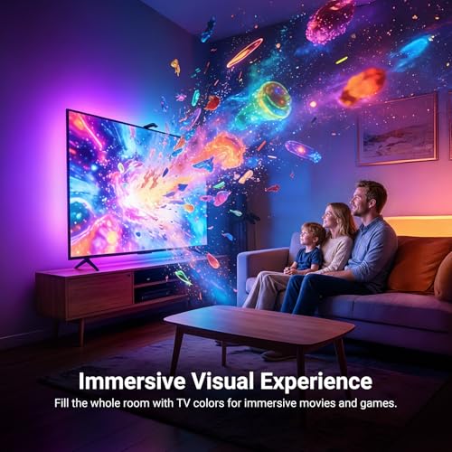 NEEWER TV Backlight for 75"-85" Screens, 16ft/5m LED RGB Light Strips with Sensor Change with TV, Scheduled On/Off, Zero Delay Color Sync, Music Sync, 24 Scene Effects, Supports App Control, NS03