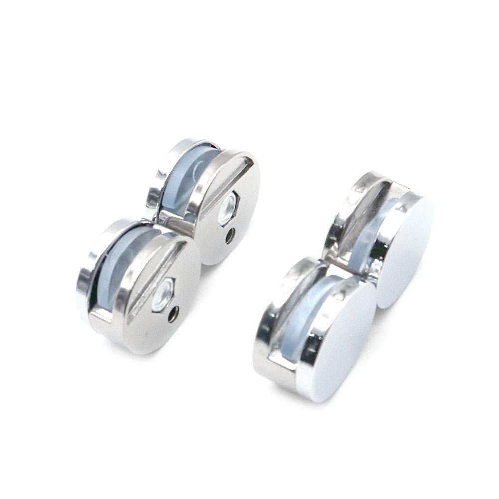 Set of 8 NUZAMAS Bathroom Mirror Glass Brackets, Glass Clamp Bathroom Mirror Clips, Zinc Alloy Made Chrome Finish, Glass Clip Shelf Support Brackets Holder, Round