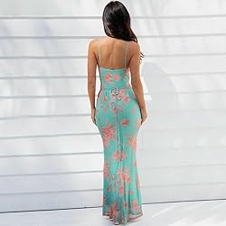 ABINGOO Women Vintage Spaghetti Strap Maxi Dress