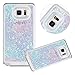IKASEFU Cute Flowing Clear Liquid Floating Luxury Bling Glitter Sparkle Love Heart Hard Transparent Case Cover for Samsung Galaxy S6 Edge Plus(Heart,Blue)