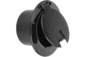SAQXK RV Power Cable Hatch Fit for at Most 50 Amp Cords, Power Cord Cover Camper, Travel Tent, Trailer, Motorhome, Garage Black