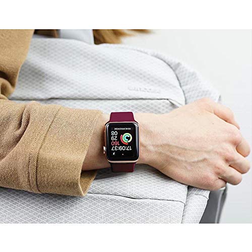 AdMaster Compatible for Silicone Apple Watch Band and Replacement for Sport iwatch Accessories Bands Series 4 3 2 1 Wine Red 42mm/44mm M/L