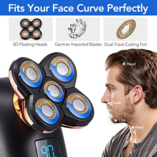 Electric Razor for Men,Plusdot 5D Wet Dry Electric Rotary Shaver Waterproof Grooming Kit ,Men's Beard Trimmer 5 in 1 USB… - Image 3