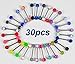 GreatFun 30PCS Fashion Colorful Stainless Steel Ball Barbell Tongue Rings Bars Piercing Ring