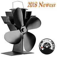 Sonyabecca Heat Powered Stove Fan with Magnetic Thermometer 4 Blade Wood Stove Fans Aluminium Silent Eco-Friendly for Wood Log Burner Fireplace