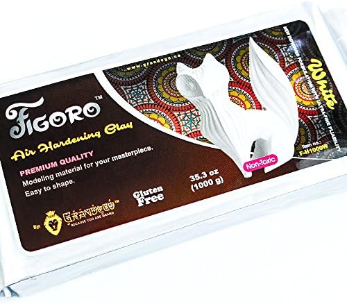 FIGORO Artist Quality Modeling Clay |Bulk Pack of 2.2 Pound - Fine Textured, Air Hardening Clay for Professional Artists and Art Students โ Dries Hard for Sanding and Painting (White)