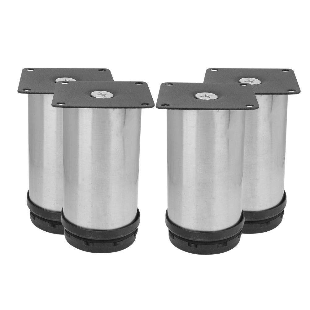 4Pcs Stainless Steel Kitchen Adjustable Feet Round Furniture Leg 50 x 100mm Furniture Cabinet Metal Legs for Sofa Tea Table Office Supplies