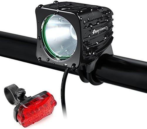 Bike Light, AMOTAIOS 1200 lumen Rechargeable Mountain, Road Bike Headlight, Waterproof 6400mAh Battery (20+ HOURS Max) with Free Bonus Tail Light (BVF01)