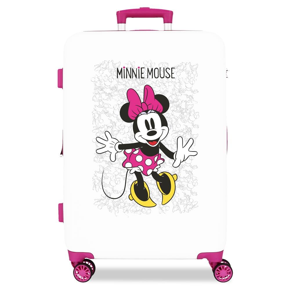 Disney Minnie Enjoy the Day White Medium Suitcase 48x68x26 cm Rigid ABS Combination lock 70 Litre 3.7 Kg 4 Double Wheels