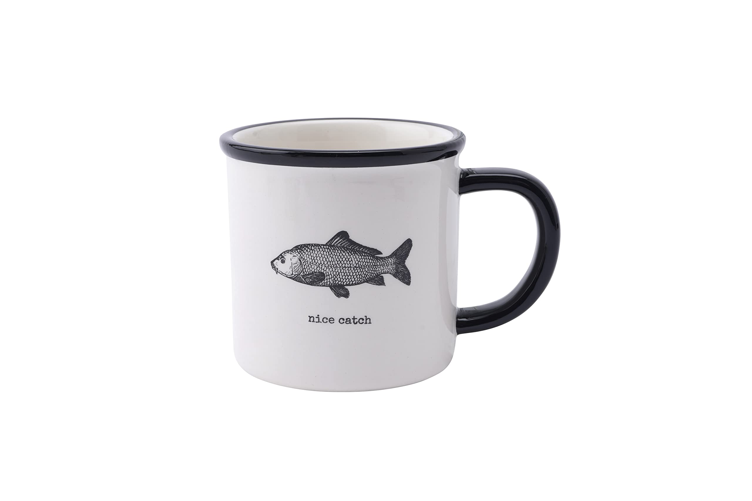 CGB Giftware Fish Ceramic Mug | Reel Fly Fishing Company ‘Nice Catch’ | Men's | Gift Box | Mug Tea Coffee | Kitchen | Modern Gent GB06362
