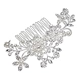 2013newestseller Bridal Wedding Jewelry Crystal Rhinestone Pearl Flowers Hair Comb Pin Silver