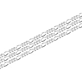 Adabele 5 Feet (60 Inch) Authentic 925 Sterling Silver Unfinished 1.3mm (0.05 Inch) Thin Light Weight Figaro Chain Bulk For Jewelry Making Nickel Free Hypoallergenic SSK-B1