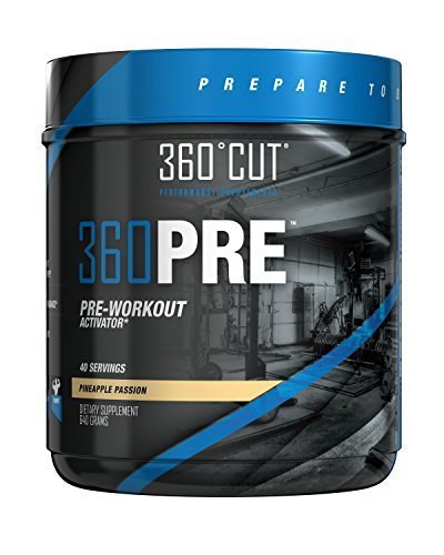 360CUT 360PRE, Great Tasting Pre-Workout Activator for Optimal Muscle Fullness and Pumps, Pineapple, 40 servings by 360CUT
