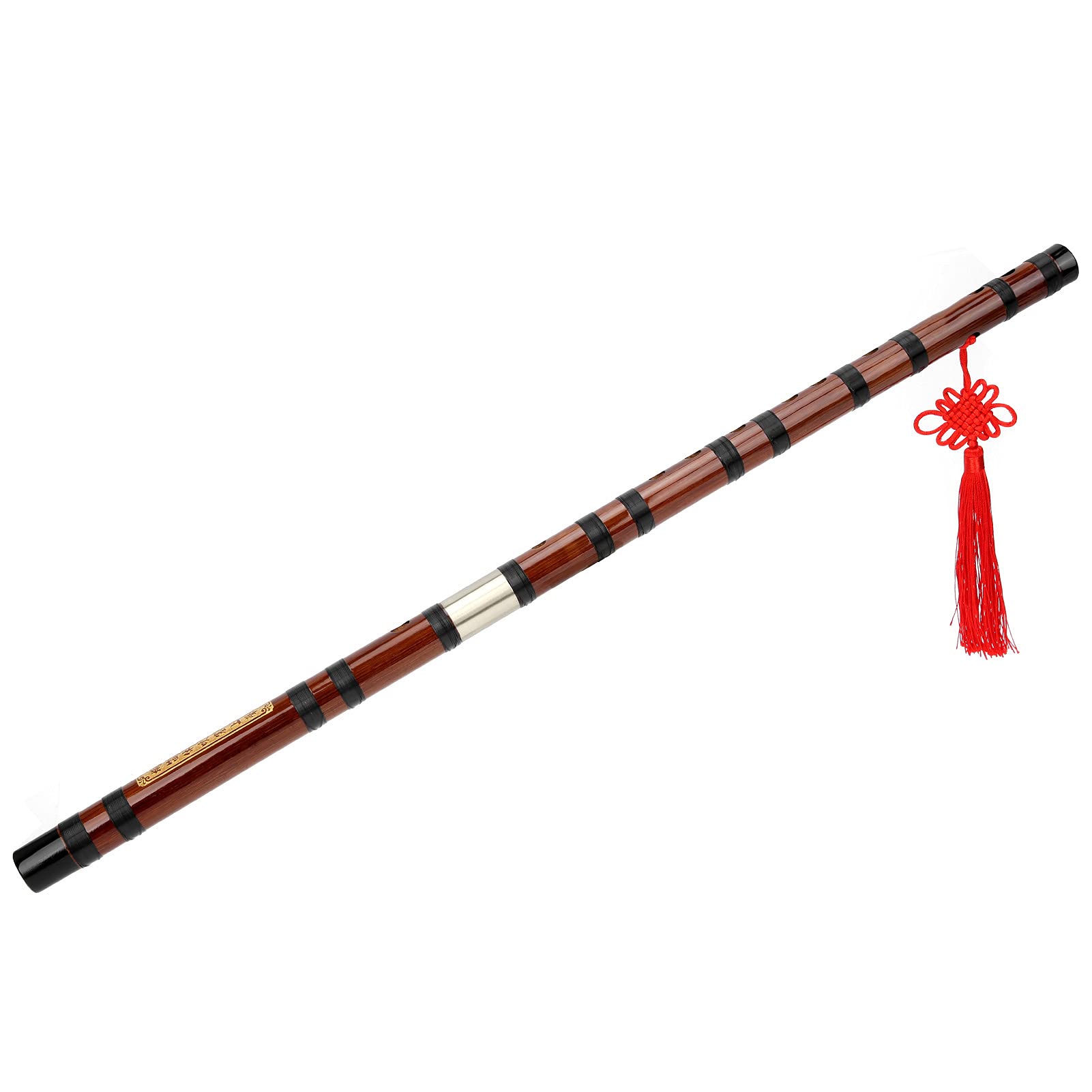 Eujgoov Bamboo Flute, D-Key, Traditional Chinese Dizi Bitter Bamboo, Brass Joint, Film & Film Glue, Case Included