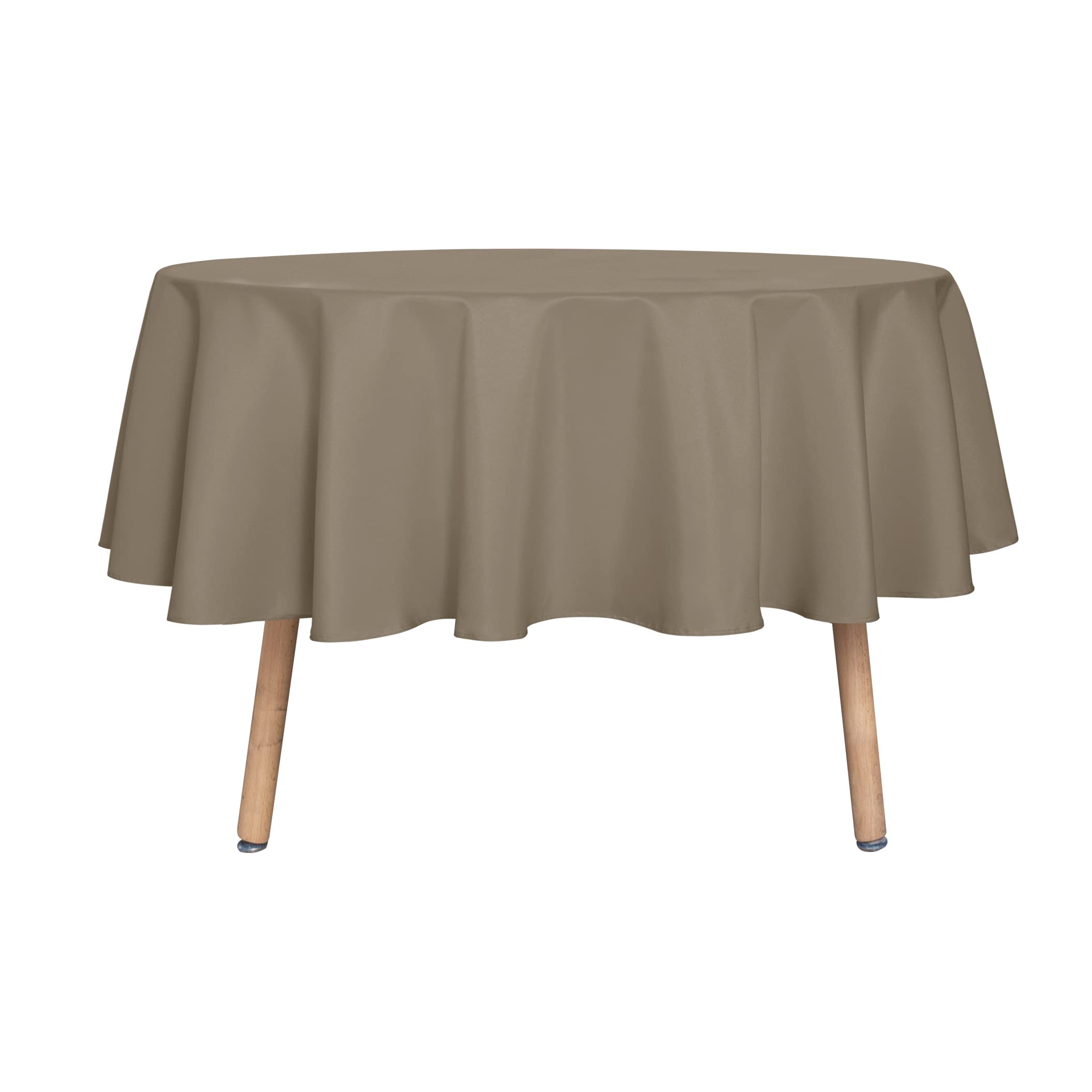 Photo 1 of sancua Round Tablecloth - 60 Inch - Water Resistant Spill Proof Washable Polyester Table Cloth Decorative Fabric Table Cover for Dining Tables, Buffet Parties and Camping, Taupe