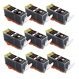 Ink4work 9 Pack PGI-225 Black Compatible Ink Cartridge For Pixma iP4820/iP4920/iX6520/MG5120/MG5220/MG5320/MX712/MX882/MX892