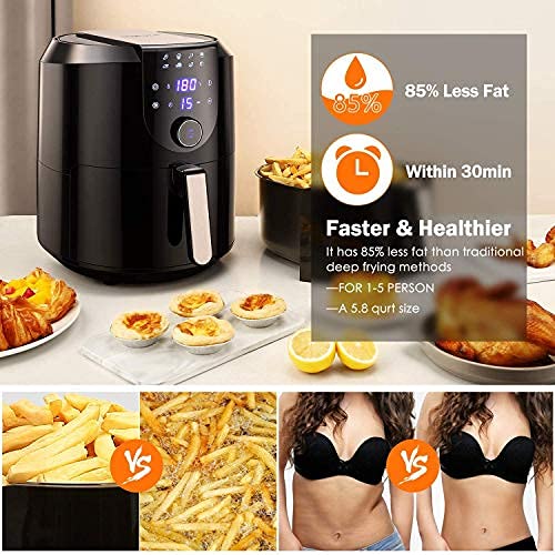 Homever Air Fryer, 5.8 Quart Electric Hot Air Fryers Oven Oilless