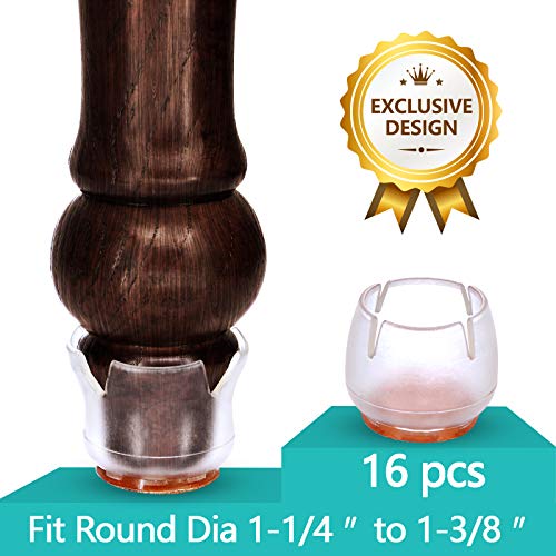 MelonBoat Chair Leg Floor Protectors with Felt Furniture Pads, Chair Glides Feet Caps Tips, 16 P ...