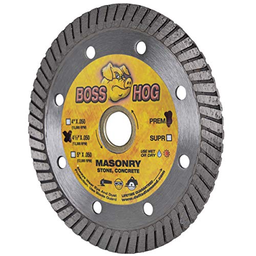 Boss Hog 4 1/2" (4 1/2-Inch) X .080 X 7/8"-5/8" Wet/Dry Diamond Blade for Cutting Masonry, Concrete, Stone and Similar Materials