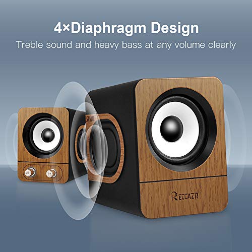 Computer Speakers, 2.0 CH Stereo Speakers with Surround Sound, USB Wired Powered Multimedia Desktop Speakers with Deep Bass for PC/Laptops/Smart Phone Build-in 4 Loudspeaker Diaphragm Reccazr SP401