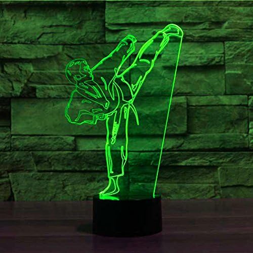 MOLLY HIESON 3D Gradient Karate Taekwondo Night Light Table Desk Optical Illusion Lamps 7 Color Changing Lights LED Table Lamp Xmas Home Love Birthday Children Kids Decor Toy Gift