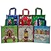 6 Pack Small Holiday Gift Tote Bags Reusable Material For Christmas Presents Cookies Candy Set
