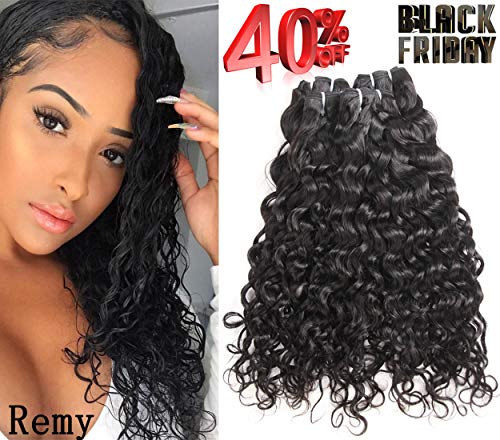 Prettiharr brazilian remy natural water wave human hair bundles natural black with unprocessed 100% human hair weave extensions 10 12 14 inches