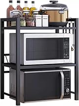 Multibao 3 Tier Expandable Microwave Rack Shelf - Black, Adjustable view 3