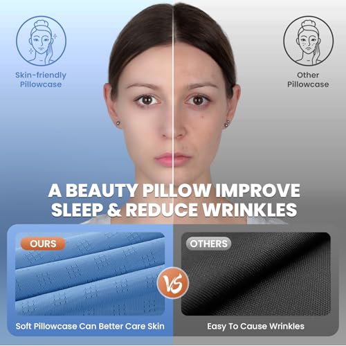 JINXIA Cervical Pillow for Sleeping, Memory Foam Pillow for Neck and Shoulder, Ergonomic Orthopedic Pillow, Side, Back & Stomach with Breathable Pillowcase, Blue