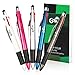 GSlife Multicolor Stylus Pens For Touch Screens 2 in 1 Capacitive Stylus 3 Colorful Ballpoint Pens,Black,Red,Blue Ink,(5 Pack)