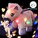 WEWILL LED Baby Pegasus Stuffed Animal Unicorn Soft Plush Toys Glow in Dark, Gift for Girls, Boys, 30 min auto-Off, 11 inch, Pink