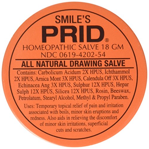 Smile's PRID Drawing Salve, Natural Homeopathic Topical Pain and Irritation Reliever, 18 gm