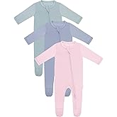 RRP Unisex Baby Footies Pajamas,Rayon Derived From Bamboo,Buttery Soft Sleep 'N Play PJs,2-Way Zipper Closure,0-18 Months
