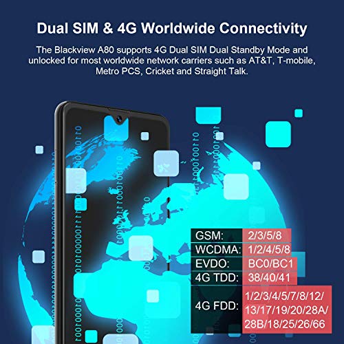 Unlocked Smartphones, Blackview A80 Pro, Dual sim Unlocked Cell Phones
