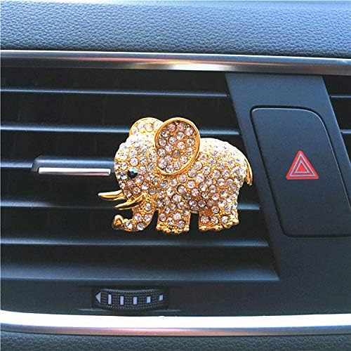 Folconauto Diamond Elephant Car Air Outlet Perfume Clip, Air Freshener Diffuser Ornament Automobile Perfume - Gold