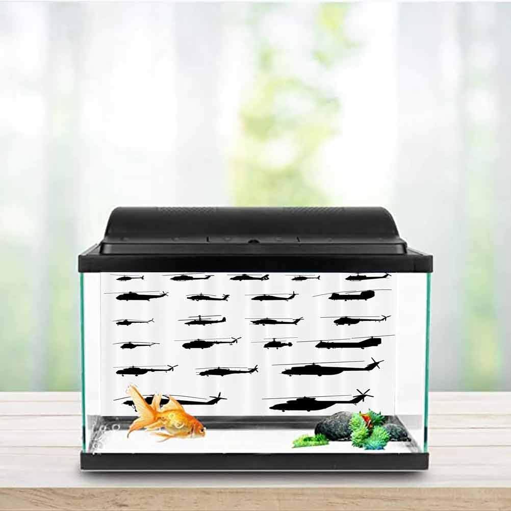 War Home Decor Glass Aquarium Kit Helicopter Battle in Air