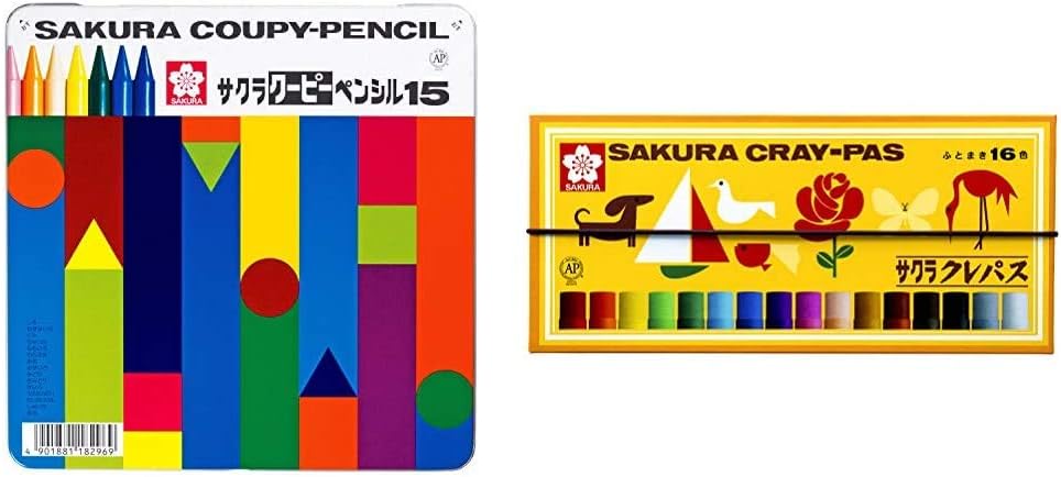 Amazon セット買い サクラクレパス 色鉛筆 クーピー 15色 缶ケース入り Fy15 クレパス 16色 ゴムバンド付き Lp16r 色鉛筆 文房具 オフィス用品