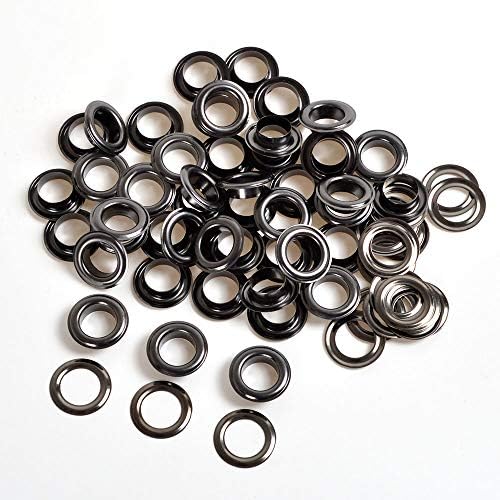 4/5/6/8/10/12/14/17mm Gunmetal Black Eyelet Grommet w/Washer for Clothing and Leather Crafts - Grommets for Adding Ribbons, Lacing and Fabric in Art and Sewing Projects - Ideal for Bags, Scrapbooking, and Clothes Repair (14mm(20 Sets))