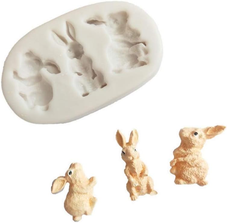 XIYAO Easter Bunny Silicone Mould Food Grade Non Stick Chocolate Candy Mold Handmade Soap Mold