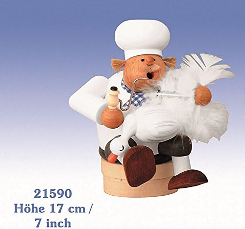Smoking Figure Edge Stool Cook with Goose 17 cm Smoke Figure Smoking Man Figurine Incense Man ore Mountains