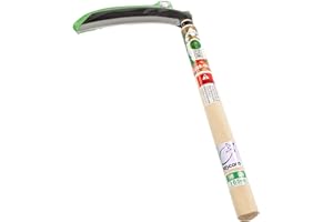 nascom Japanese Weeding Sickle (Thin Blade) High Grade Steel Blade (Blue Steel No.2) Hand Tool for Gardening, Weeding and Farming, Light Weight, Blade Length 6.50inch