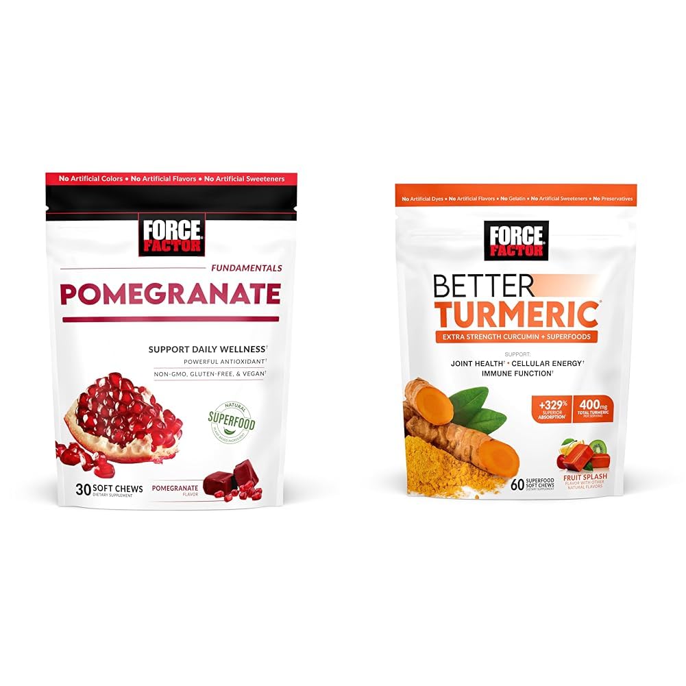 Force Factor Pomegranate Chews for Healthy Aging & Better Turmeric Joint Support, 60 Soft Chews Image