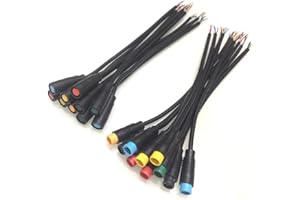 PETiB M8 6 Pin DC Cable Connectors Waterproof Male Female Set for Electric for Bike 2.5A 12V 15cm Wire Length 5 Pairs Black P