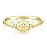 Mameloly 14K Gold Plated CZ Wedding Bands for Women