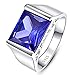 BONLAVIE 10ct Men's Tanzanite Ring/Mens Peridot Ring 8 * 12mm Square-Cut Created Mens Sapphire Ring 925 Sterling Silver Mens Ring Engagement Wedding Bands Ring Size 6-14