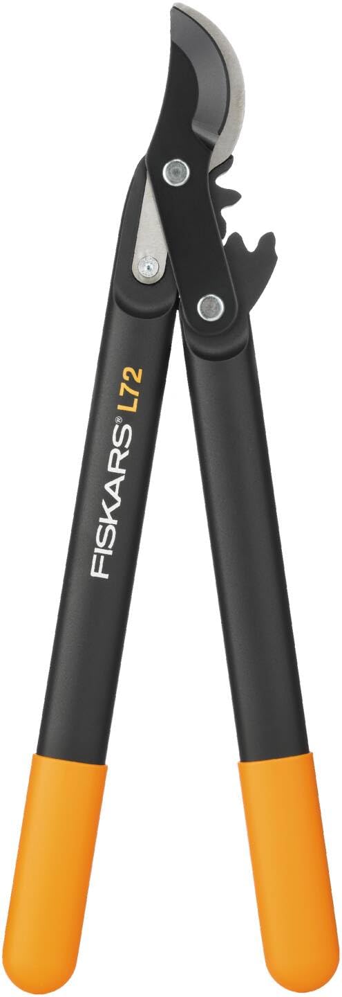Fiskars PowerGear II bypass gear pruning shears for fresh wood, non-stick coated, hardened precision steel, length: 46 cm, black/orange, L72, 1001555