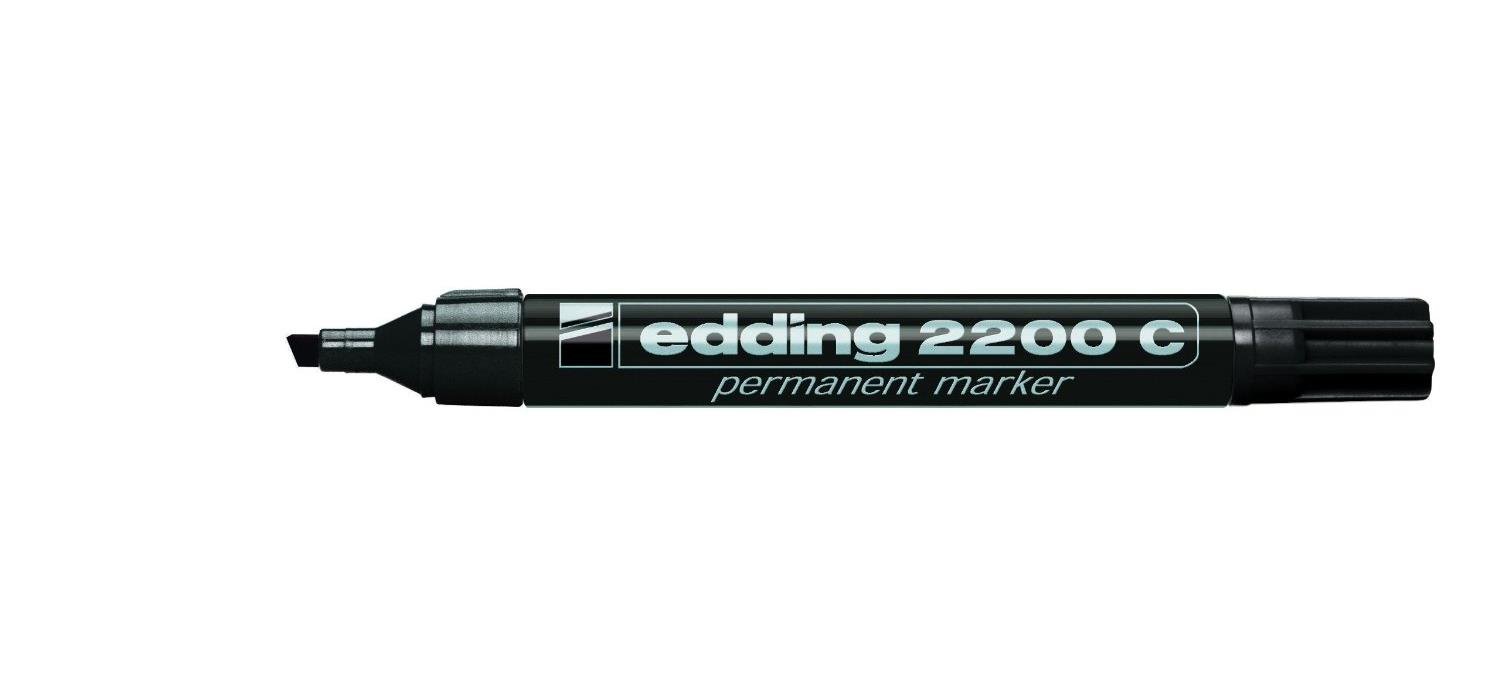 edding 2200 C permanent marker - black - 1 pen - chisel nib 1-5 mm - quick-drying permanent marker pen - waterproof, smudge-proof - for cardboard, plastic, wood, metal, fabric