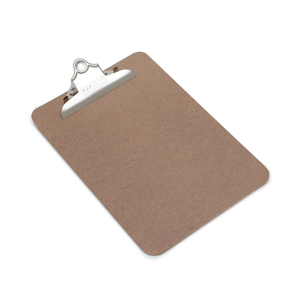 Rapesco 1402 Heavy Duty Hardboard Clipboard, A5, Brown