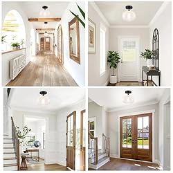 Semi Flush Mount Ceiling Light,Black Hallway Light